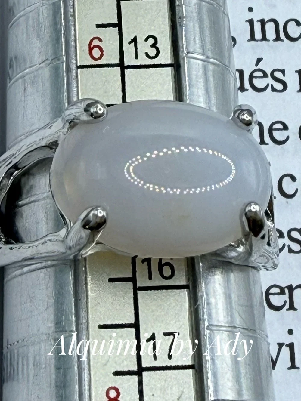 White Moonstone Oval Ring - Elegant Silver Setting